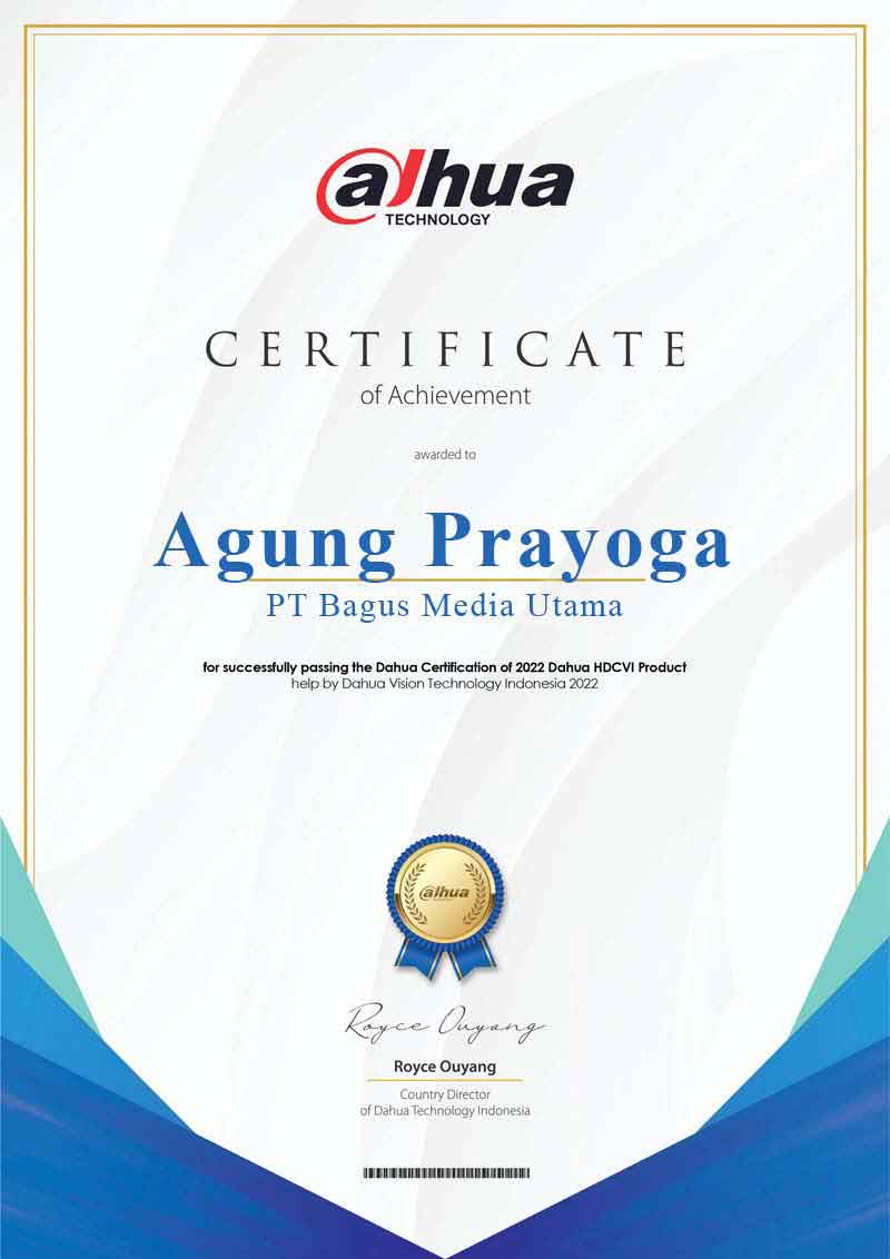CERTIFICATE AUTHORIZED DEALER PT BAGUS MEDIA UTAMA