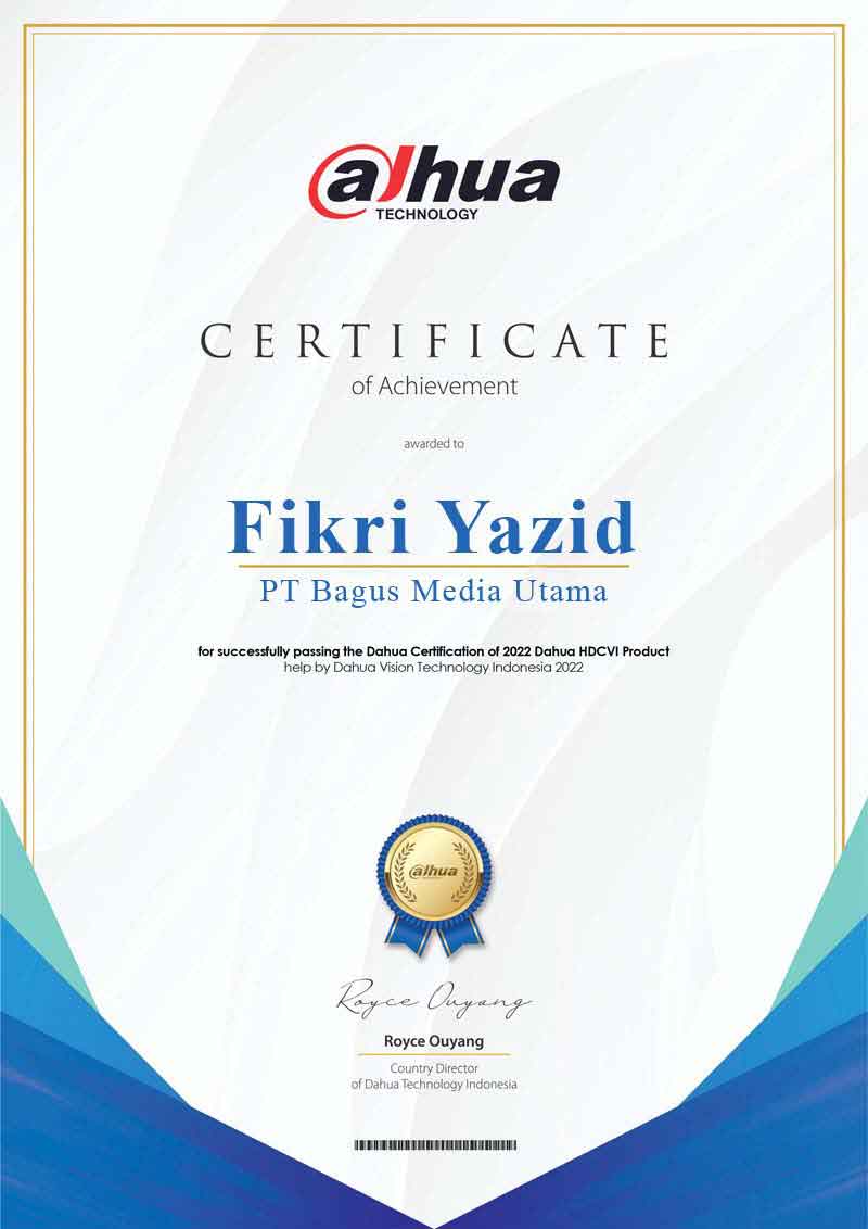 CERTIFICATE AUTHORIZED DEALER PT BAGUS MEDIA UTAMA