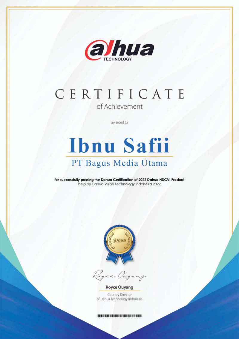CERTIFICATE AUTHORIZED DEALER PT BAGUS MEDIA UTAMA