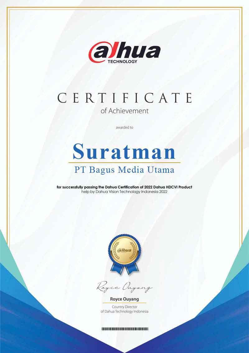 CERTIFICATE AUTHORIZED DEALER PT BAGUS MEDIA UTAMA